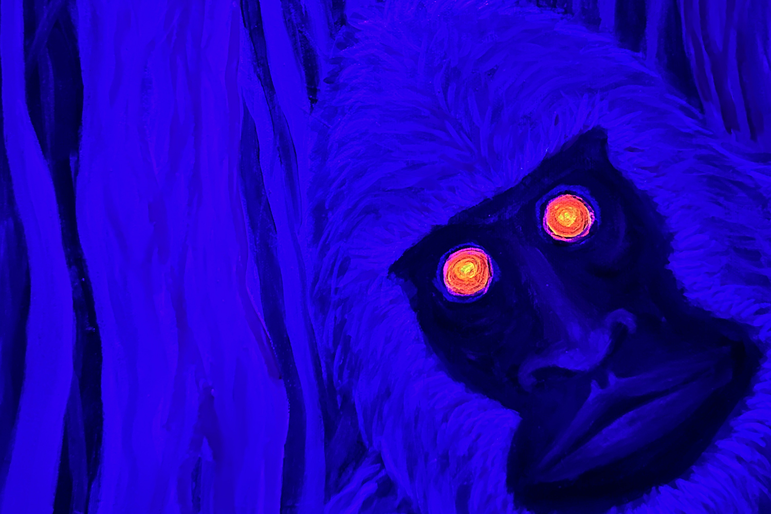 Sasquatch red eyes painting at High Rock Escapes in Hocking Hills